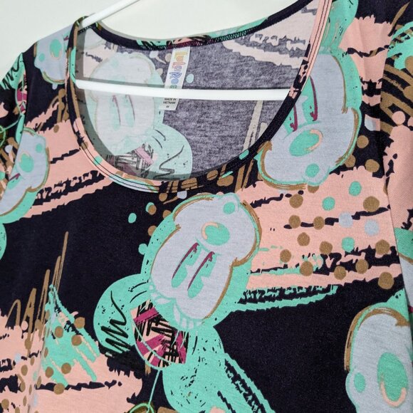 Lularoe x Disney Minnie Mouse Classic Tee Navy Pink Green Size Medium - Picture 2 of 3